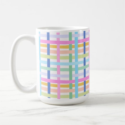 Bright Rainbow Plaid Mug - Colourful Pastel Koffiemok (Links)