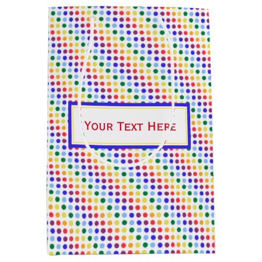 Bright Rainbow Polka Dots Party Medium Cadeauzakje (Voorkant)