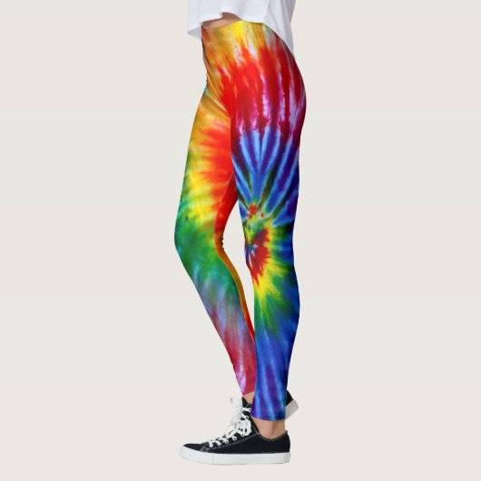 Bright Rainbow Psychedelic Tie Dye Hoge zichtbaarh Leggings (Links)