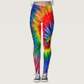 Bright Rainbow Psychedelic Tie Dye Hoge zichtbaarh Leggings (Voorkant)