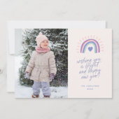 Bright Rainbow Script Gelukkig Nieuwjaar Foto Feestdagenkaart (Voorkant)