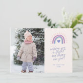 Bright Rainbow Script Gelukkig Nieuwjaar Foto Feestdagenkaart (Staand voorkant)