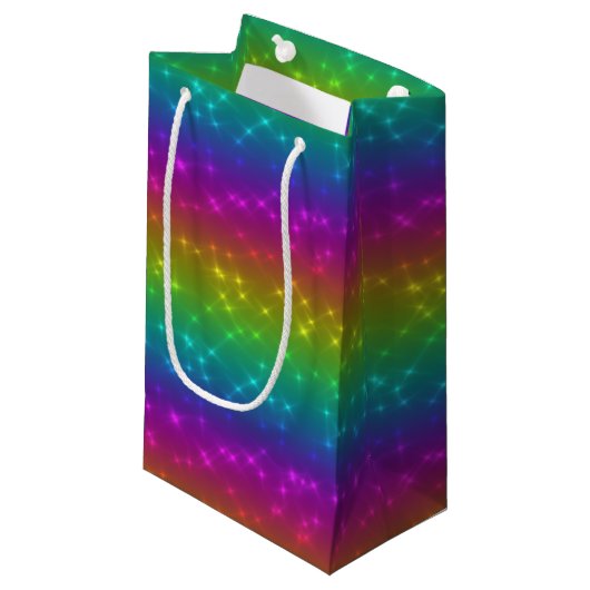 Bright Rainbow Sparkles Gift Bag Klein Cadeauzakje (Voorkant Gekanteld)