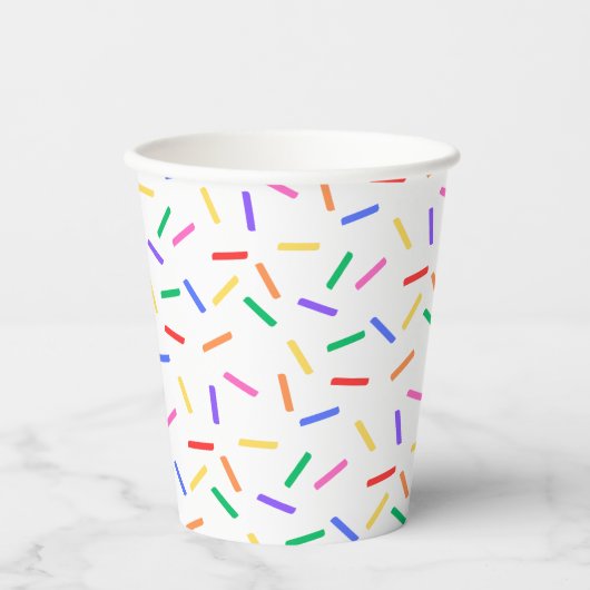 Bright Rainbow Sprinkles Paper Party Cups Papieren Bekers (Voorkant)