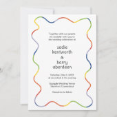 Bright Rainbow Squiggle Lijst Modern Wedding Kaart (Voorkant)