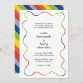 Bright Rainbow Squiggle Lijst Modern Wedding Kaart (Voorkant / Achterkant)