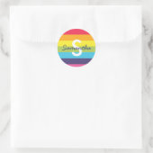 Bright Rainbow Stripe Initiaal naam Sticker (Tas)