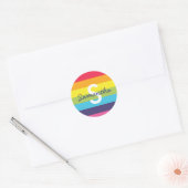 Bright Rainbow Stripe Initiaal naam Sticker (Envelop)
