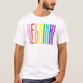 Bright Rainbow Text LGBTQ Helsinki Gay Pride LGBT T-shirt (Voorkant)