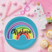 Bright Rainbow verjaardagsfeestje Papieren Bordje (Feest)