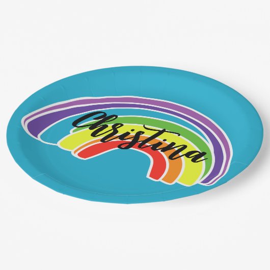 Bright Rainbow verjaardagsfeestje Papieren Bordje (Gekanteld)