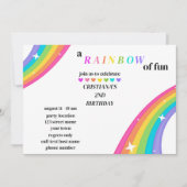Bright Rainbow verjaardagsfeestuitnodiging Kaart (Voorkant)