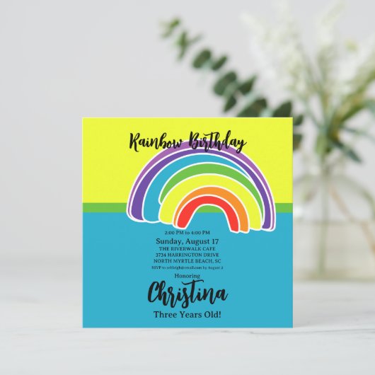 Bright Rainbows verjaardagsfeestje Kaart (Staand voorkant)