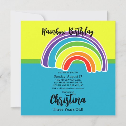 Bright Rainbows verjaardagsfeestje Kaart (Voorkant)