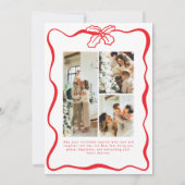 Bright Red 4 Photo Doodle Poinsettia Christmas Feestdagenkaart (Achterkant)