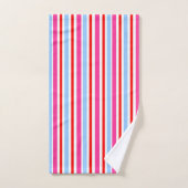 Bright Red and Blue Candy Stripes Bad Handdoek (Handdoek)