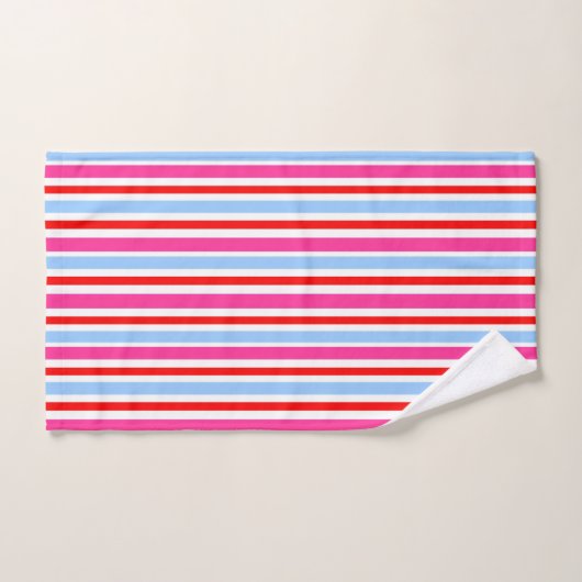 Bright Red and Blue Candy Stripes Bad Handdoek (Handdoek)