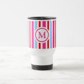 Bright Red and Blue Candy Stripes Monogram Reisbeker (Center)