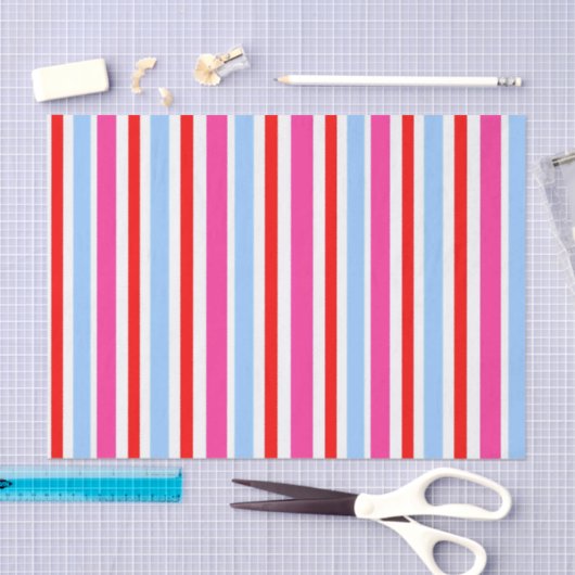 Bright Red and Blue Candy Stripes Tissuepapier (Craft)