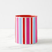 Bright Red and Blue Candy Stripes Tweekleurige Koffiemok (Center)