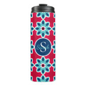 Bright Red and Blue Modern Geometric Personalised Thermosbeker (Voorkant)