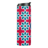 Bright Red and Blue Modern Geometric Personalised Thermosbeker (Gedraaid links)