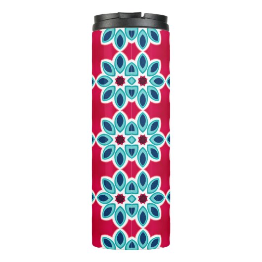 Bright Red and Blue Modern Geometric Personalised Thermosbeker (Achterkant)