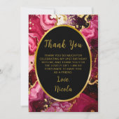 Bright Red and Gold Marble Agate Birthday Party Bedankkaart (Voorkant)