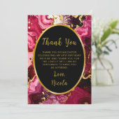 Bright Red and Gold Marble Agate Birthday Party Bedankkaart (Staand voorkant)