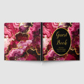 Bright Red and Gold Marble Agate Birthday Party Gastenboek (Volledig)