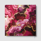 Bright Red and Gold Marble Agate Birthday Party Gastenboek (Achterkant)