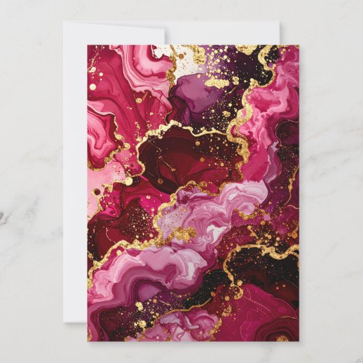 Bright Red and Gold Marble Agate Birthday Party Kaart (Achterkant)