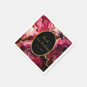 Bright Red and Gold Marble Agate Birthday Party Servet (Hoek)