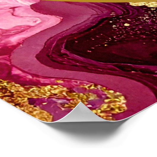 Bright Red and Gold Marble Agate Birthday Welcome Poster (Hoek)