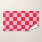 Bright Red and Light Pink Checkered Bad Handdoek (Handdoek)