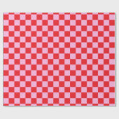 Bright Red and Light Pink Checkered Cadeaupapier (Vlak)