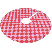Bright Red and Light Pink Checkered Kerstboom Rok (Gekanteld)