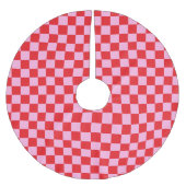 Bright Red and Light Pink Checkered Kerstboom Rok (Voorkant)