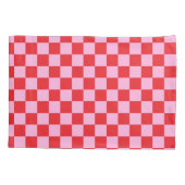 Bright Red and Light Pink Checkered Kussensloop (Achterkant)