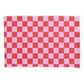 Bright Red and Light Pink Checkered Kussensloop (Voorkant)