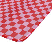 Bright Red and Light Pink Checkered Snijplank (Hoek)