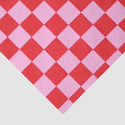 Bright Red and Light Pink Checkered Tissuepapier (Detail)