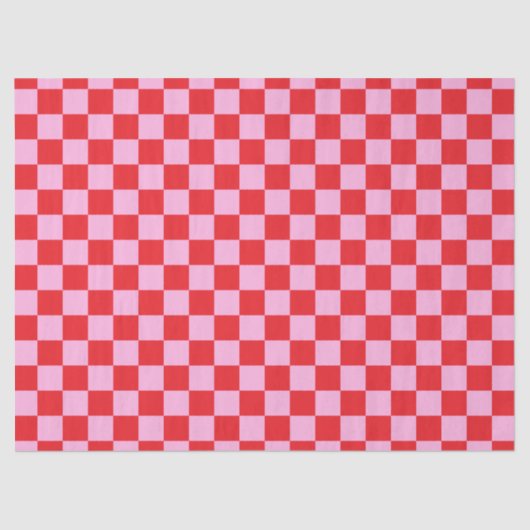 Bright Red and Light Pink Checkered Tissuepapier (Voorkant)