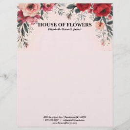 Bright Red and Pink Flowers on Pink Briefhoofd