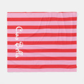 Bright Red and Pink Stripes | Ciao Bella Fleece Deken (Voorkant (Horizontaal))