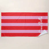 Bright Red and Pink Stripes | Ciao Bella Strandlaken (Voorkant)