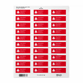 Bright Red and White Christmas Tree Retouradres Etiket (Full Sheet)