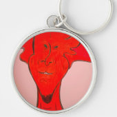 Bright Red Animated Character Art Keychain (Voorkant)