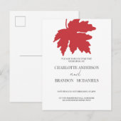 Bright Red Autumn Maple Leaf Wedding Briefkaart (Voorkant / Achterkant)