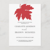Bright Red Autumn Maple Leaf Wedding Briefkaart (Voorkant)